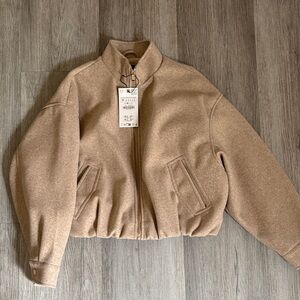 Zara Women's Beige Bomber Jacket